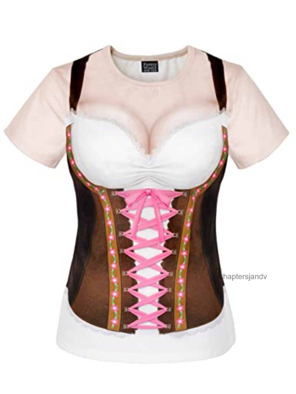 Oktoberfest T-Shirt Bavarian Dirndl Print Short Sleeve Tee